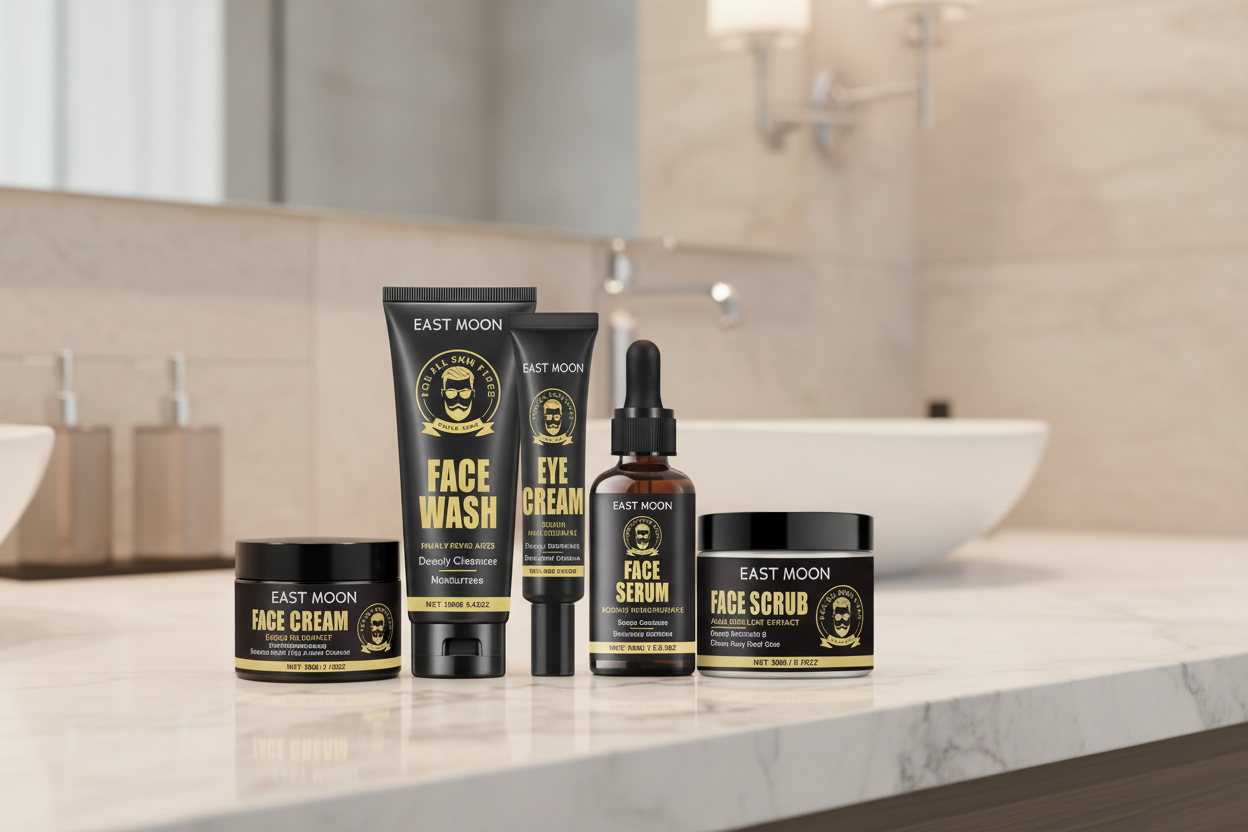 Premium men's anti-aging moisturizing care set with cleanser, eye cream and moisturizer