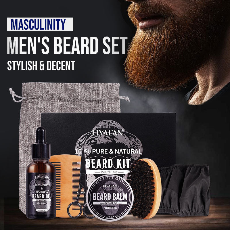 Men’s Beard Grooming Kit – Oil, Balm, Comb & Scissors