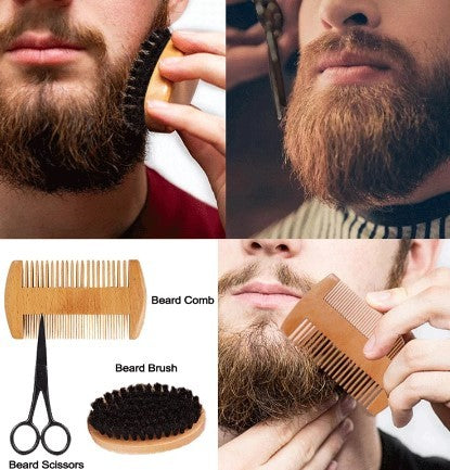 Men’s Beard Grooming Kit – Oil, Balm, Comb & Scissors