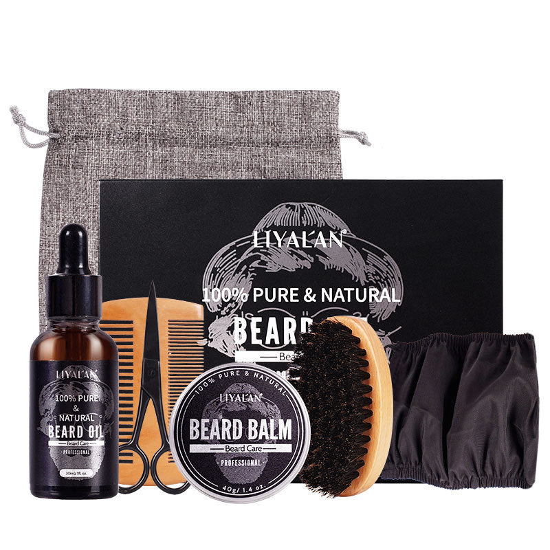 Men’s Beard Grooming Kit – Oil, Balm, Comb & Scissors