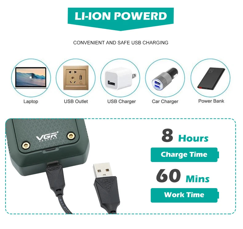 VGR V‑353 Professional Electric Shaver — Portable Rechargeable