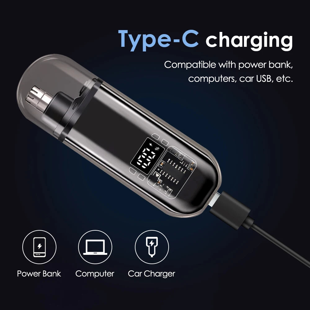 Men’s Electric Nose & Ear Hair Trimmer — High‑Speed Precision