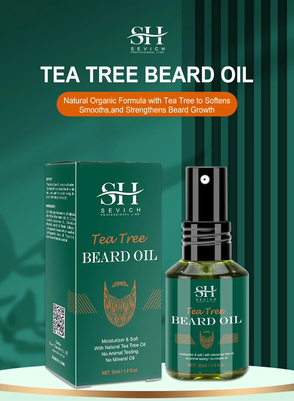 Tea Tree Beard Growth Oil – Fast Thickening Formula for Men