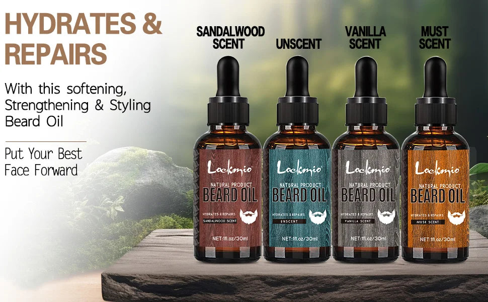 Beard Oil 4-Piece Set – Nourishing, Softening & Frizz-Control Conditioning Oils
