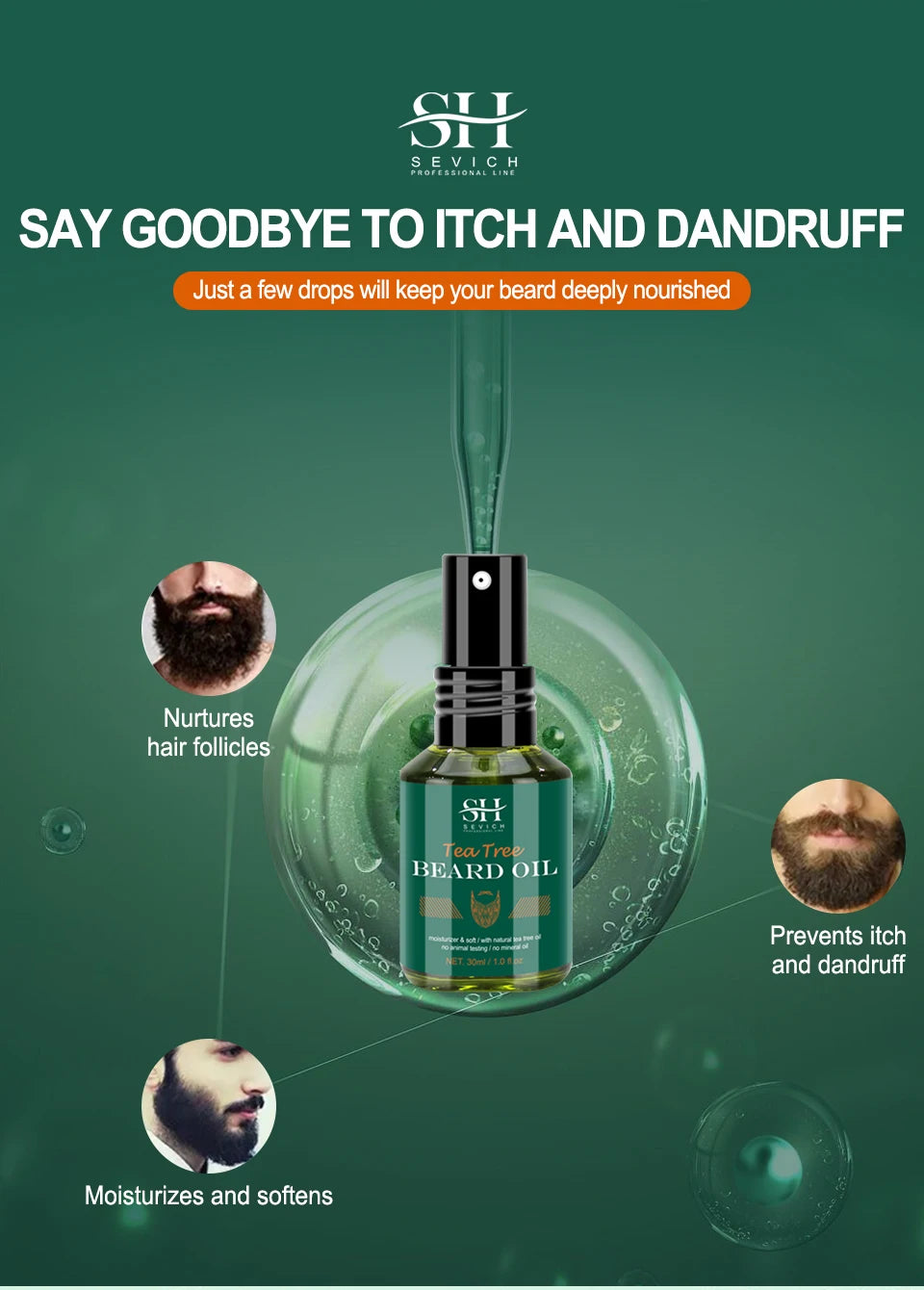 Tea Tree Beard Growth Oil — Thickening & Skin‑Clearing Treatment