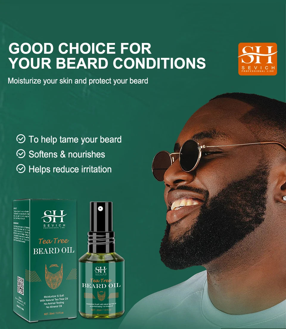 Tea Tree Beard Growth Oil — Thickening & Skin‑Clearing Treatment