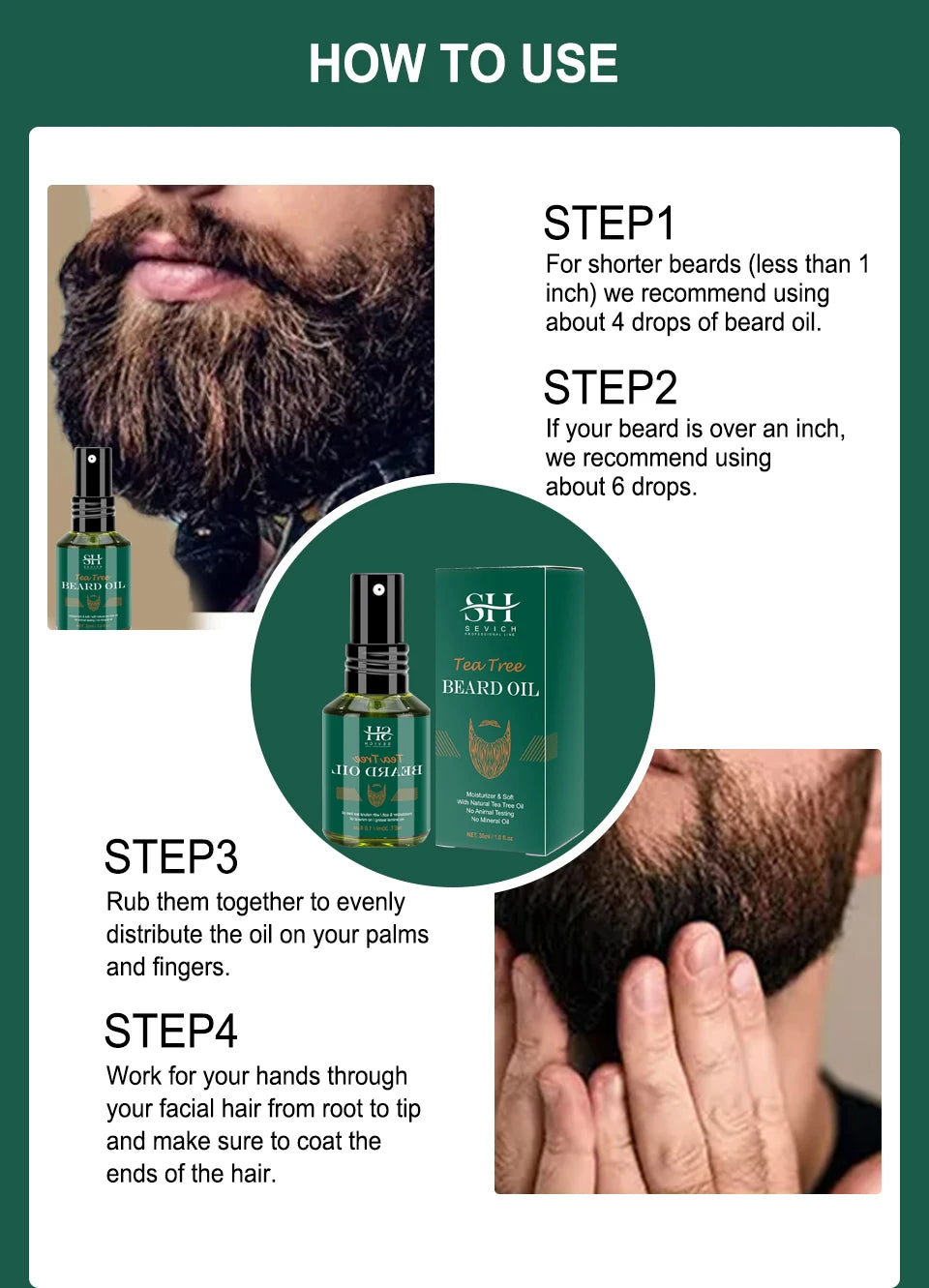 Tea Tree Beard Growth Oil — Thickening & Skin‑Clearing Treatment