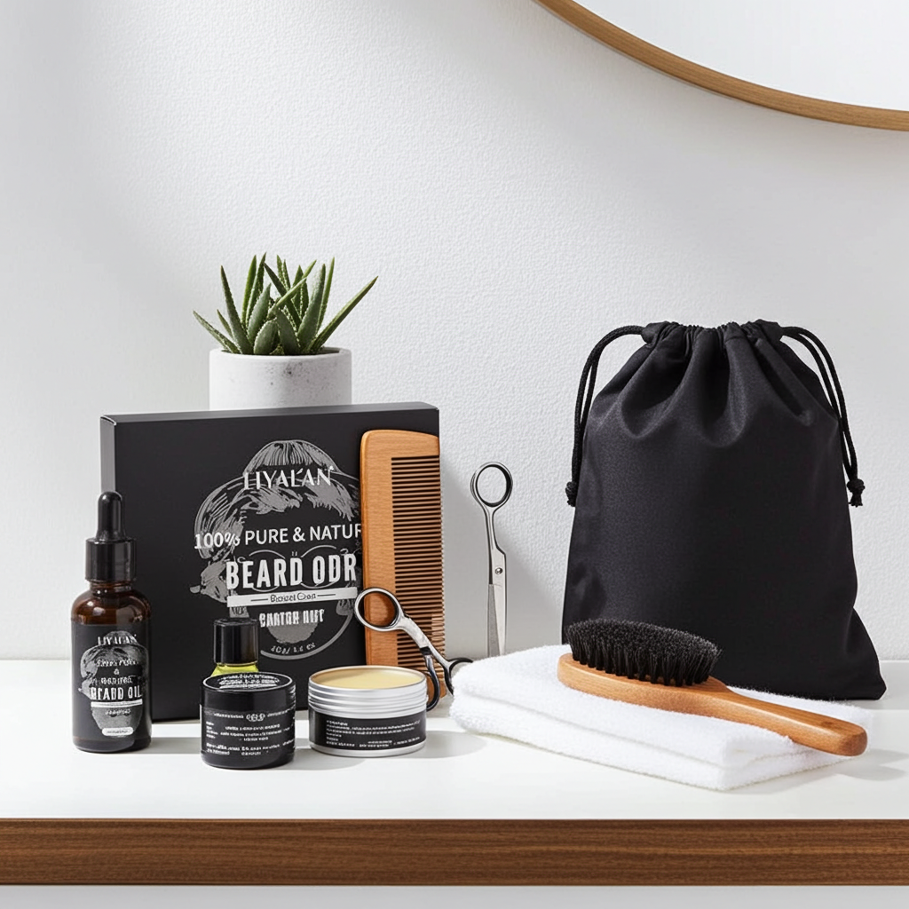 Men’s Beard Grooming Kit – Oil, Balm, Comb & Scissors